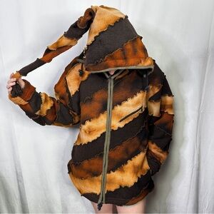 Lakhay’s Collection Los Angeles Wool Orange Jacket Halloween Sweater Zip Up XXL